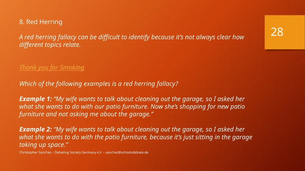 Preparing a debate – Arguments and fallacies - slide 28 of 37