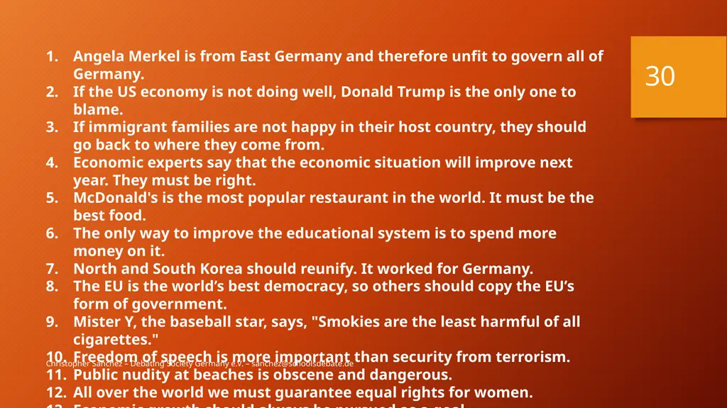 Preparing a debate – Arguments and fallacies - slide 30 of 37