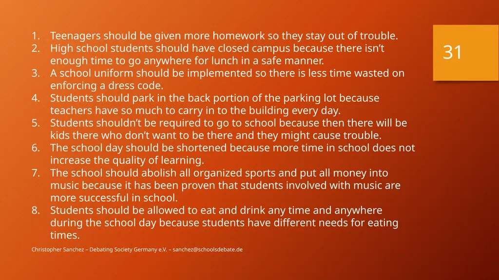 Preparing a debate – Arguments and fallacies - slide 31 of 37