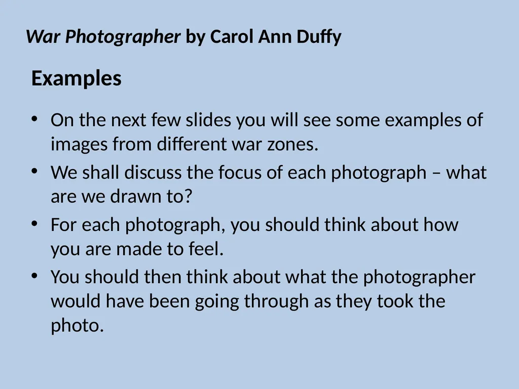 Duffy was inspired to write this poem by her - slide 16 of 36