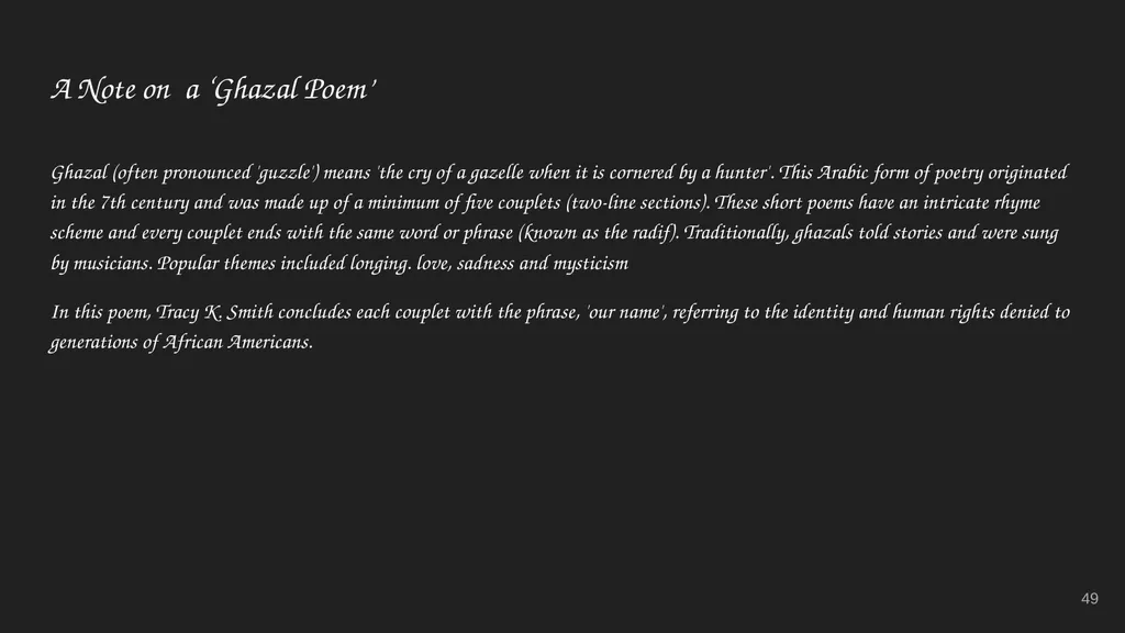 Tracy K. Smith Ms. Heeney’s Class Additional Notes - slide 49 of 72