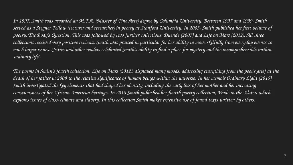 Tracy K. Smith Ms. Heeney’s Class Additional Notes - slide 7 of 72
