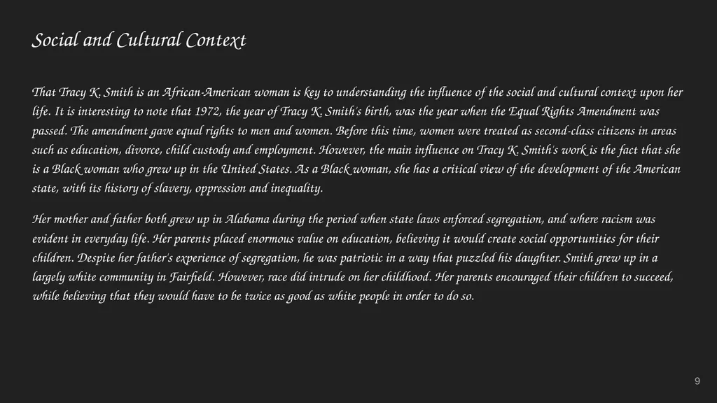 Tracy K. Smith Ms. Heeney’s Class Additional Notes - slide 9 of 72