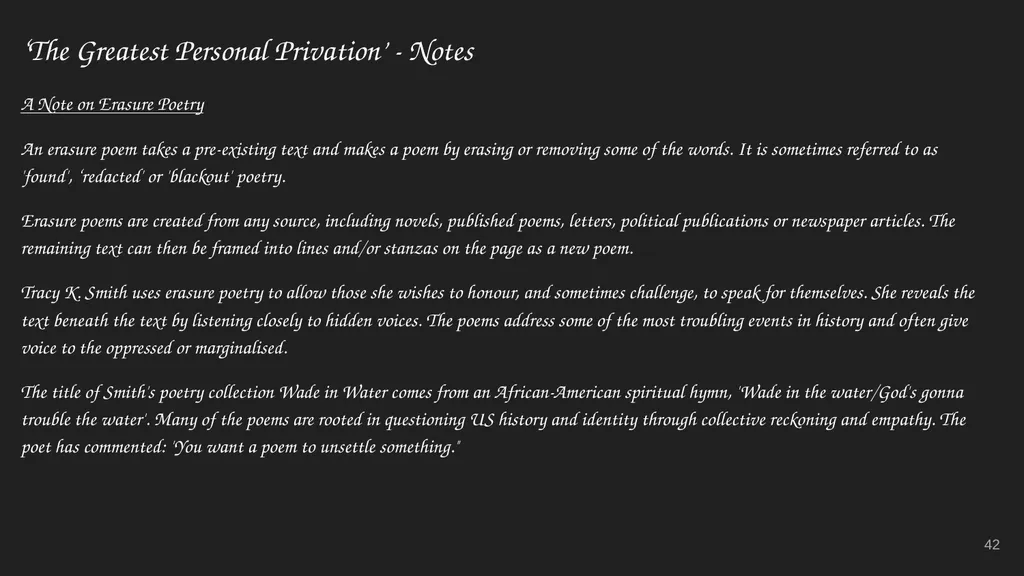 Tracy K. Smith Ms. Heeney’s Class Additional Notes - slide 42 of 72