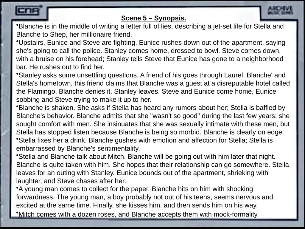 CONTENTS Synopsis Character description Historical - slide 23 of 40