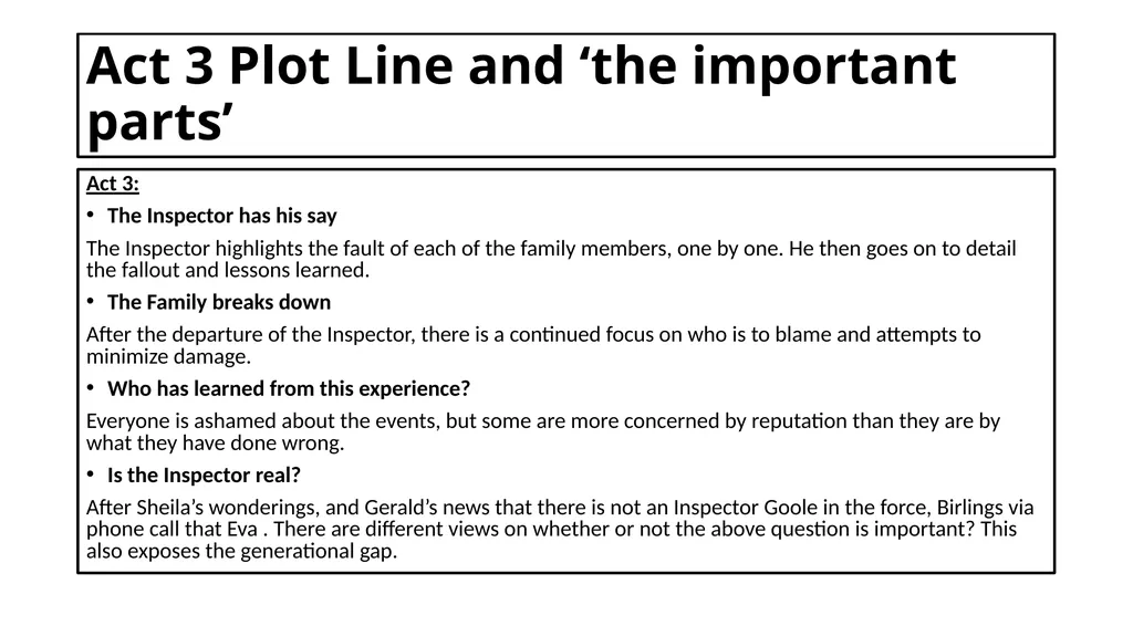 An Inspector Calls Key Content List: Context Stage - slide 36 of 41