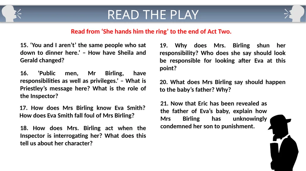 Cold Read Questions: Act One AN INSPECTOR CALLS 1 - slide 11 of 15