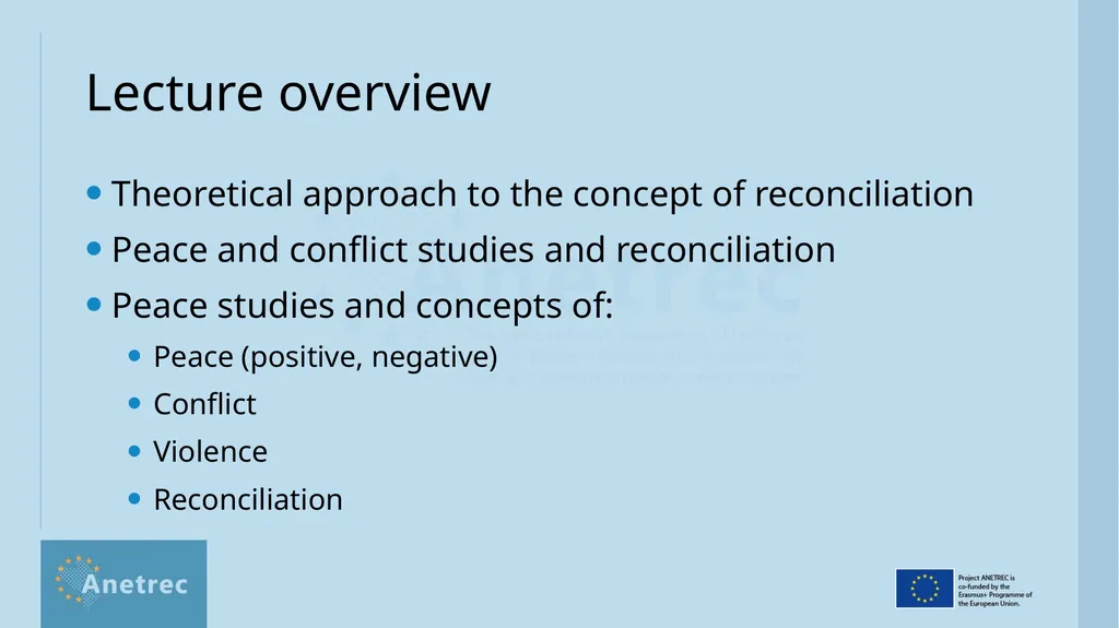 Peace and conflict studies and reconciliation - slide 4 of 14
