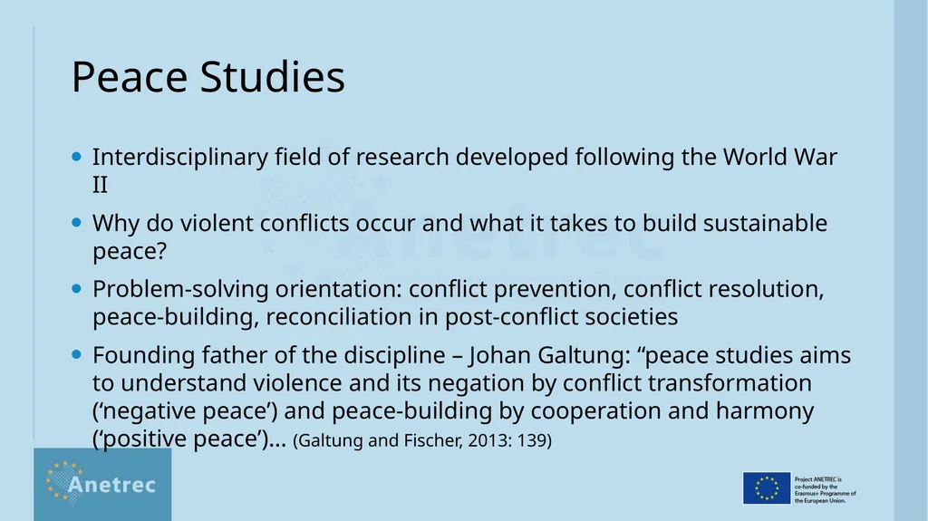 Peace and conflict studies and reconciliation - slide 5 of 14