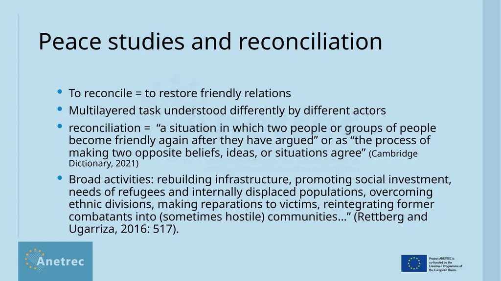 Peace and conflict studies and reconciliation - slide 12 of 14
