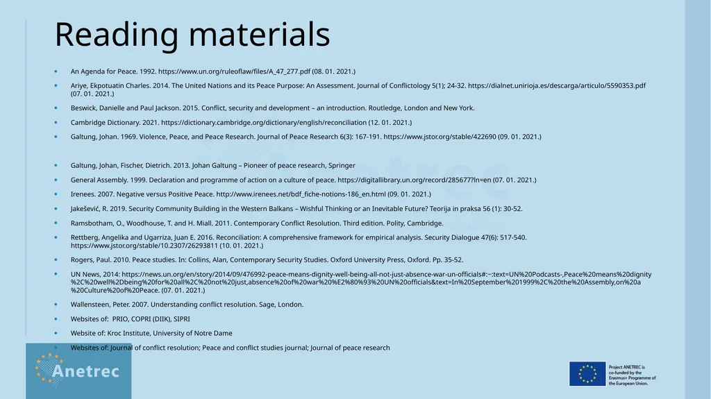 Peace and conflict studies and reconciliation - slide 13 of 14