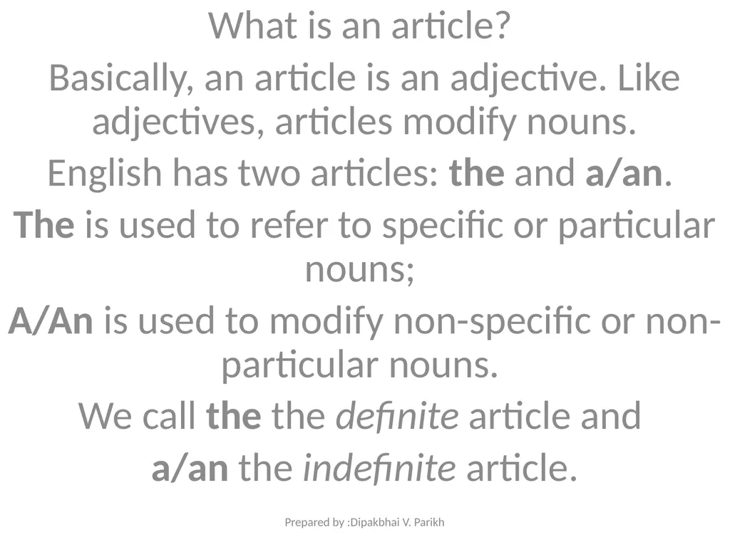 The Article Prepared By : Dipakbhai V. Parikh - slide 2 of 28