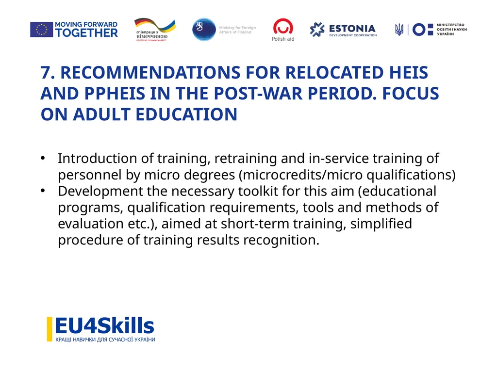 RECOMMENDATIONS TO RELOCATED UNIVERSITIES INTO NEW - slide 12 of 21