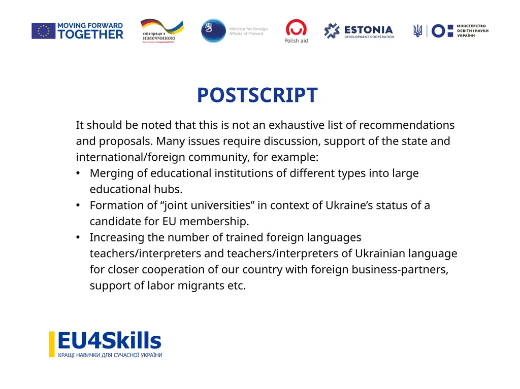 RECOMMENDATIONS TO RELOCATED UNIVERSITIES INTO NEW - slide 20 of 21