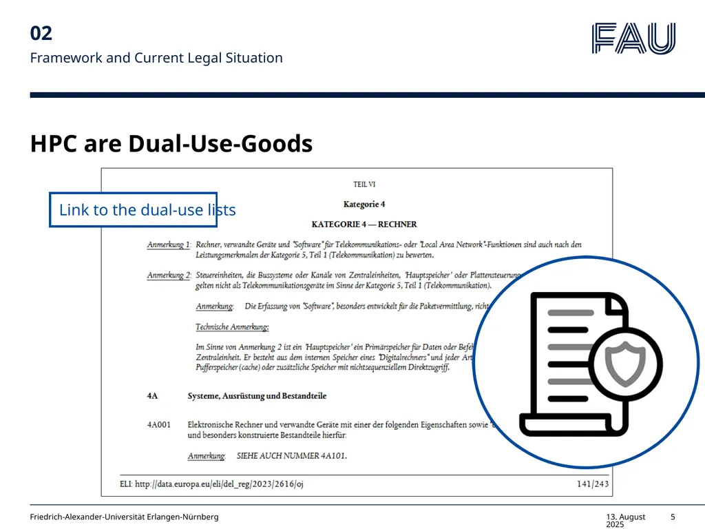 Willkommen Export Control & HPC Guidelines for PIs - slide 5 of 14