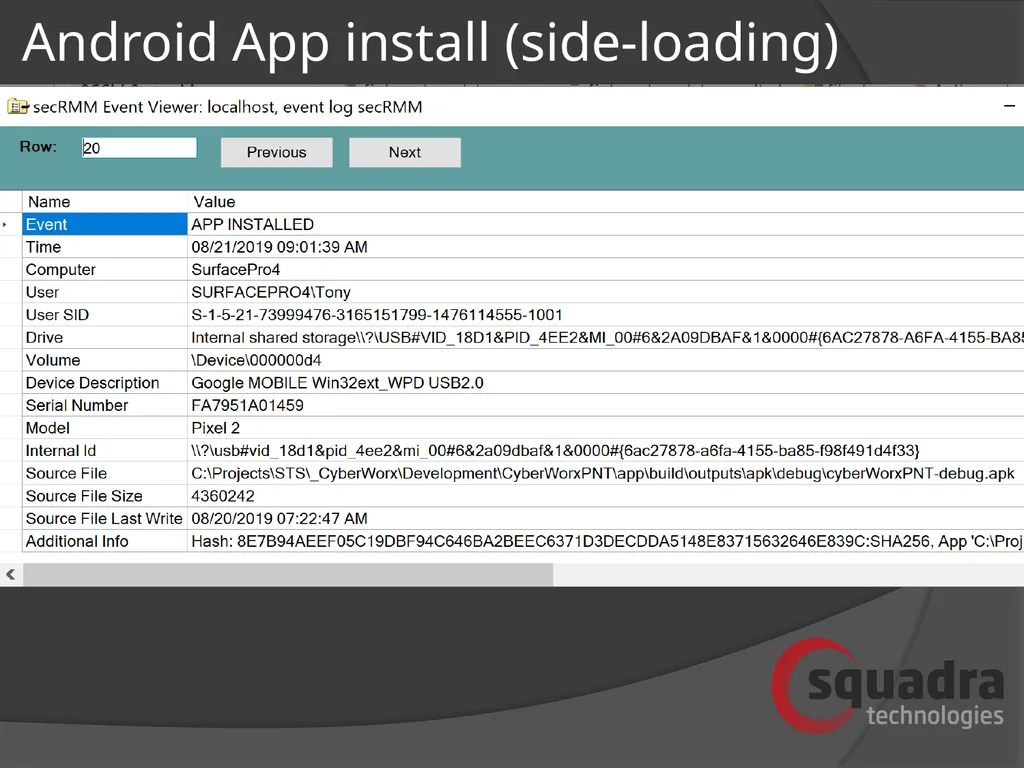 SQUADRA TECHNOLOGIES security Removable Media - slide 16 of 19