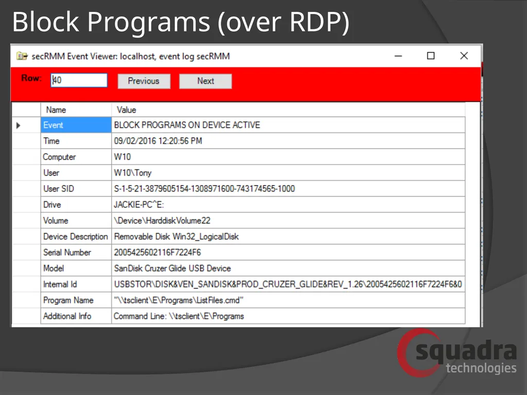 SQUADRA TECHNOLOGIES security Removable Media - slide 15 of 19