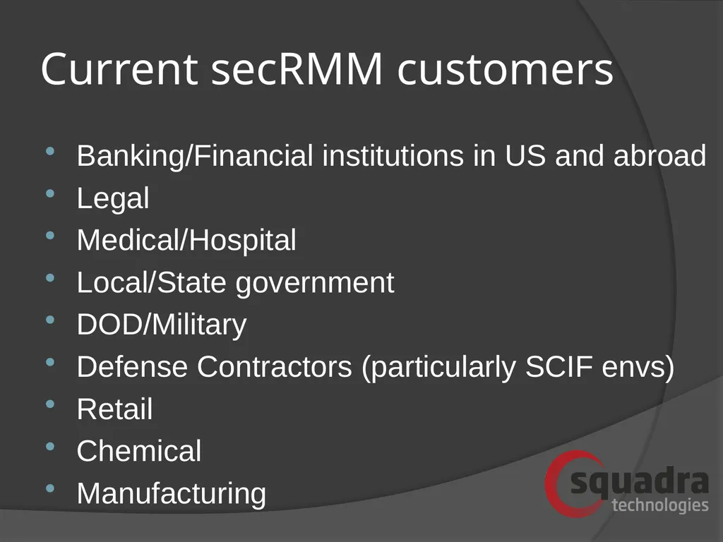 SQUADRA TECHNOLOGIES security Removable Media - slide 10 of 19