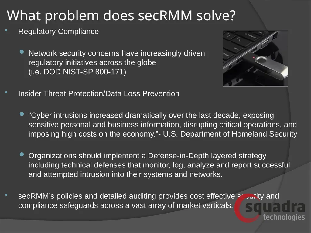 SQUADRA TECHNOLOGIES security Removable Media - slide 4 of 19