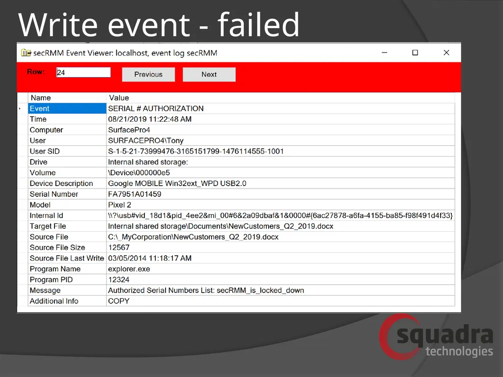 SQUADRA TECHNOLOGIES security Removable Media - slide 13 of 19