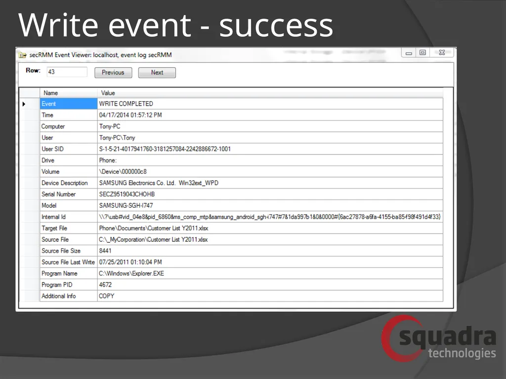 SQUADRA TECHNOLOGIES security Removable Media - slide 12 of 19
