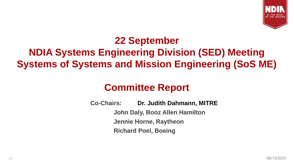 System Engineering Division Monthly Meeting - slide 20 of 22