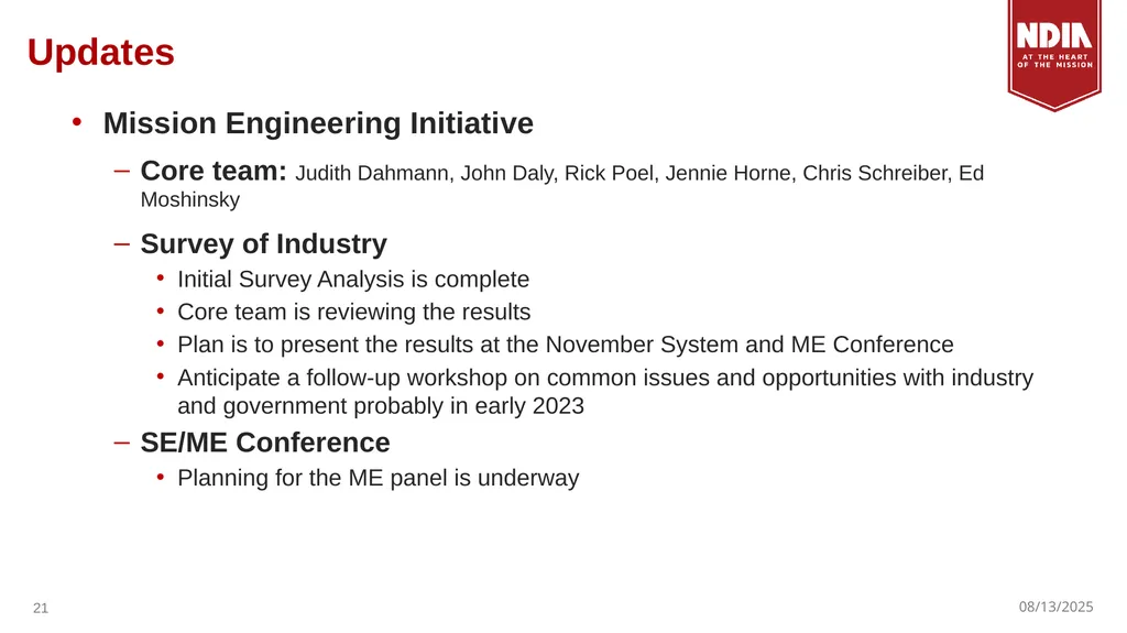 System Engineering Division Monthly Meeting - slide 21 of 22