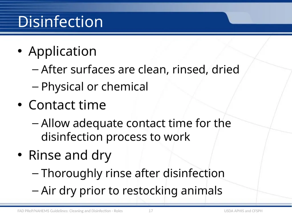 Cleaning and Disinfection Roles and - slide 17 of 21