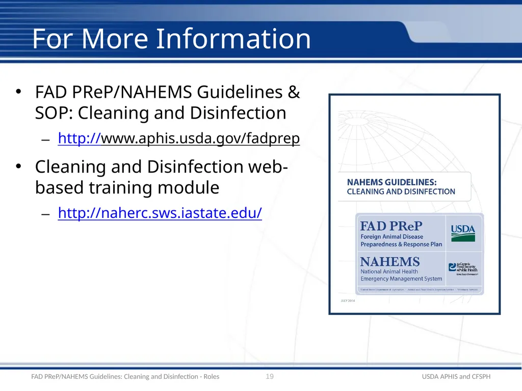 Cleaning and Disinfection Roles and - slide 19 of 21