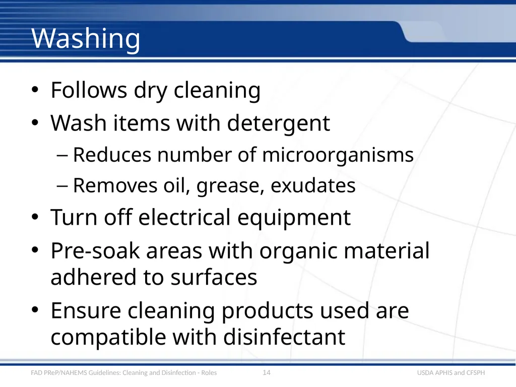 Cleaning and Disinfection Roles and - slide 14 of 21
