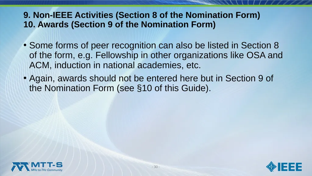 Fellow Search Committee / MTT-S Award Committee - slide 30 of 34