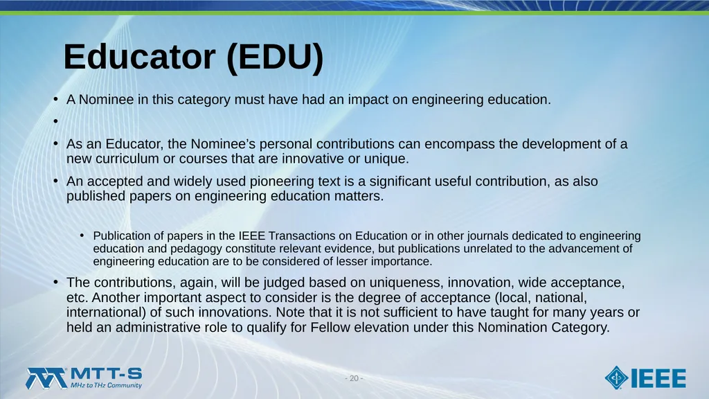 Fellow Search Committee / MTT-S Award Committee - slide 20 of 34