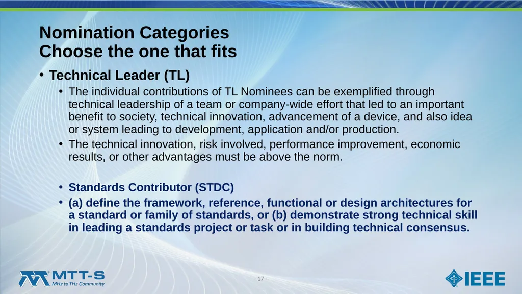 Fellow Search Committee / MTT-S Award Committee - slide 17 of 34