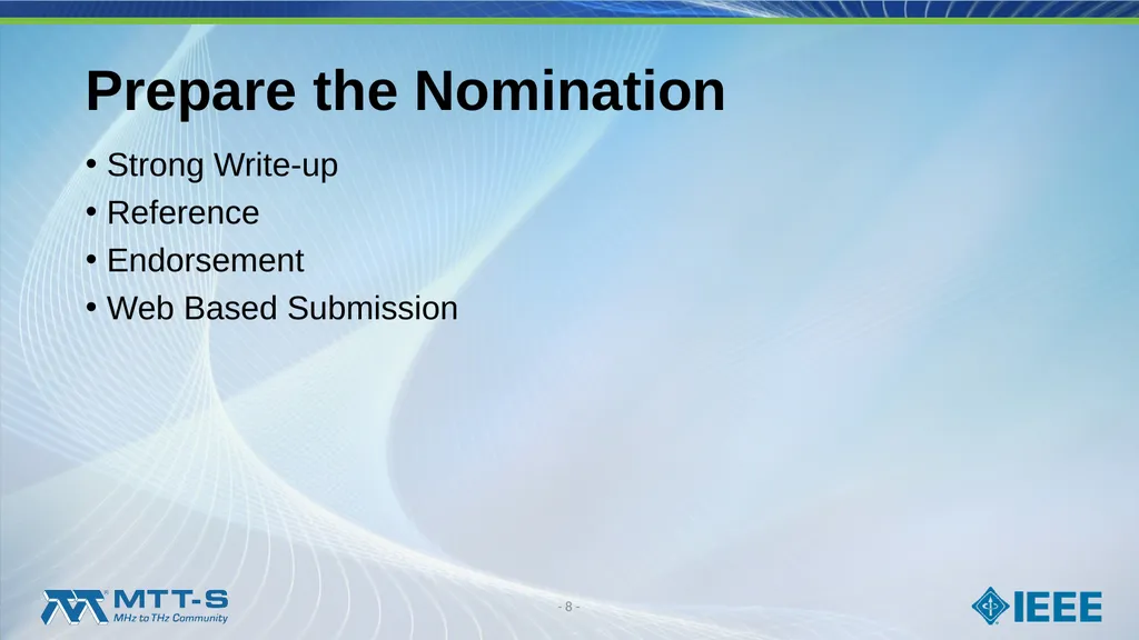 Fellow Search Committee / MTT-S Award Committee - slide 8 of 34