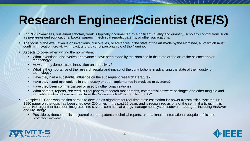 Fellow Search Committee / MTT-S Award Committee - slide 22 of 34