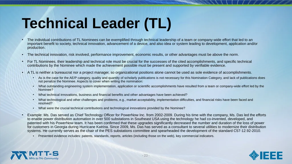 Fellow Search Committee / MTT-S Award Committee - slide 23 of 34