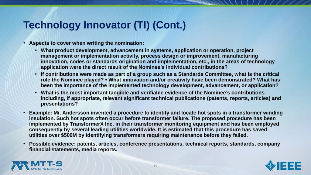 Fellow Search Committee / MTT-S Award Committee - slide 19 of 34
