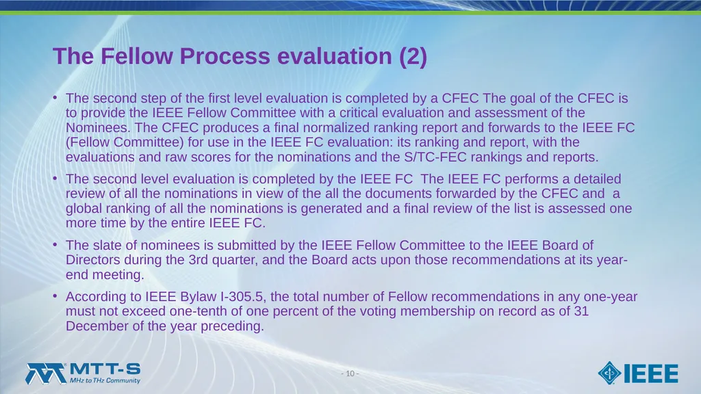Fellow Search Committee / MTT-S Award Committee - slide 10 of 34