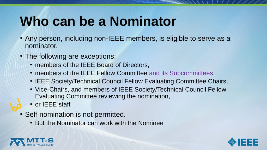 Fellow Search Committee / MTT-S Award Committee - slide 6 of 34