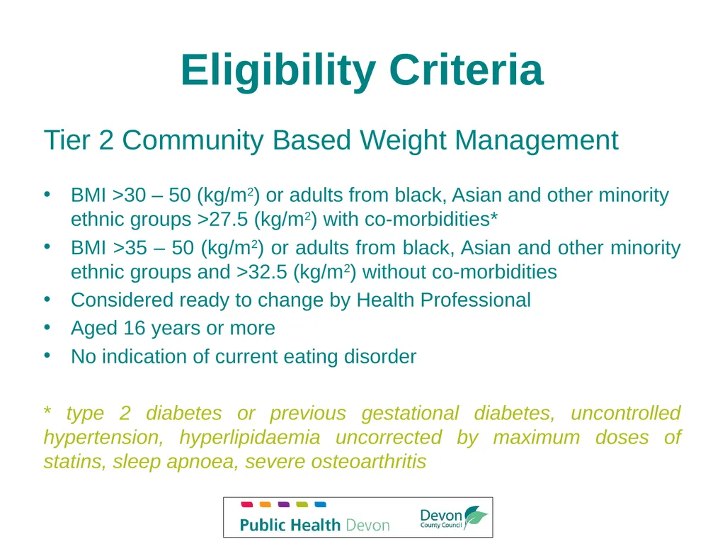 Service Description Devon Tier 2 Weight Management - slide 5 of 18