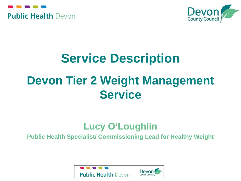 Service Description Devon Tier 2 Weight Management - slide 1 of 18