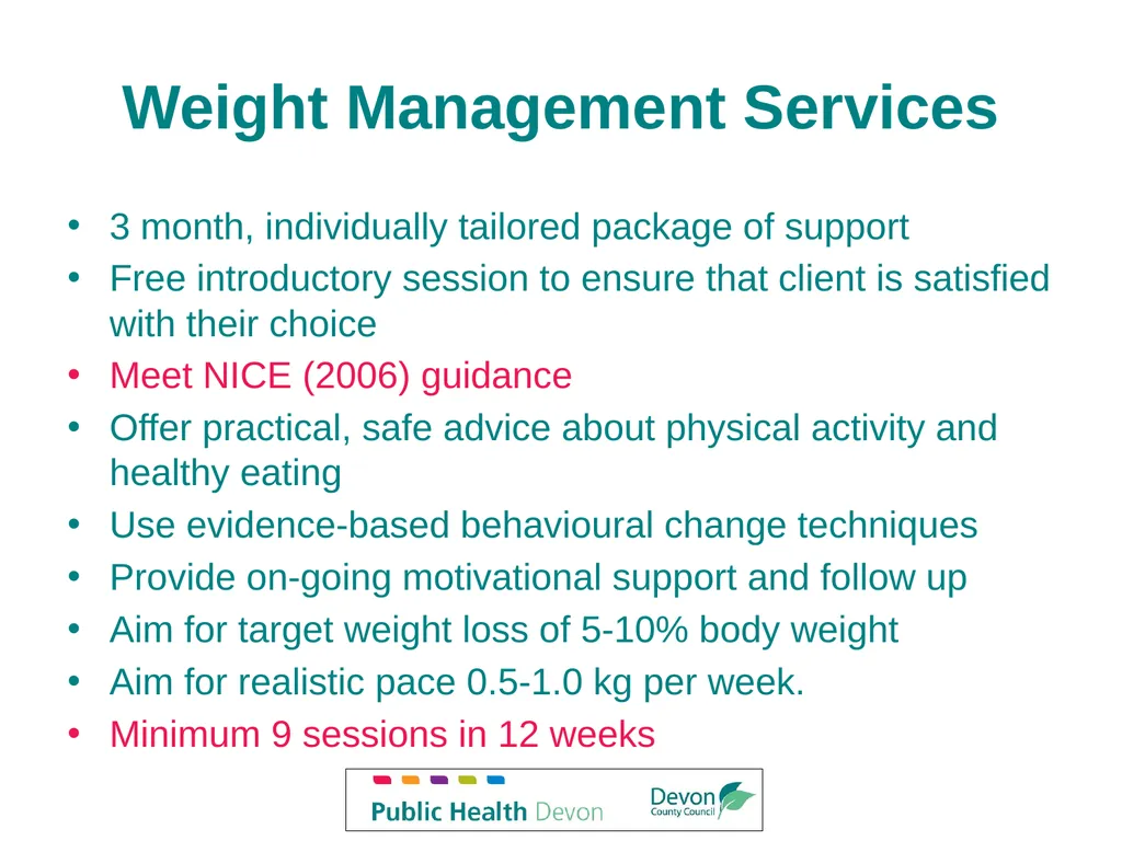 Service Description Devon Tier 2 Weight Management - slide 11 of 18