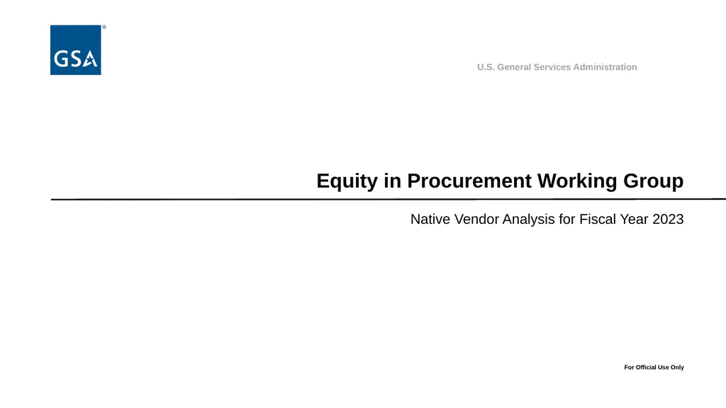 Equity in Procurement Working Group Native Vendor - slide 1 of 24