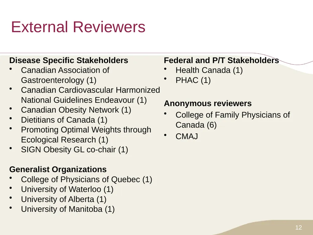 Putting Prevention into Practice Canadian Task - slide 12 of 46