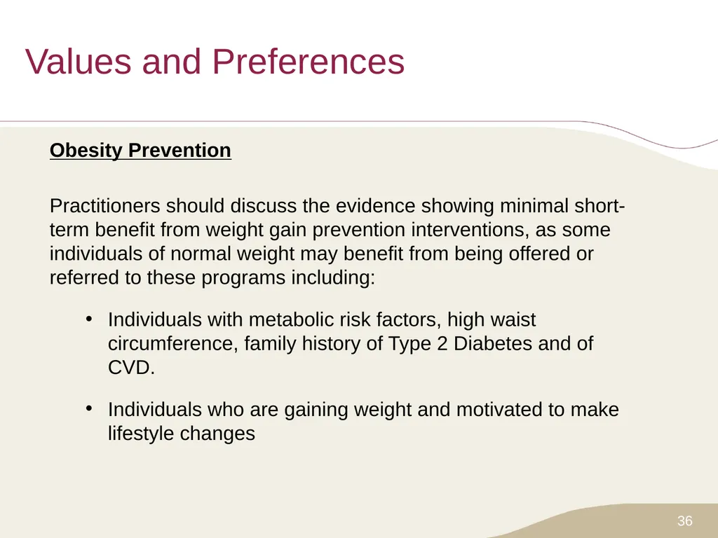 Putting Prevention into Practice Canadian Task - slide 36 of 46
