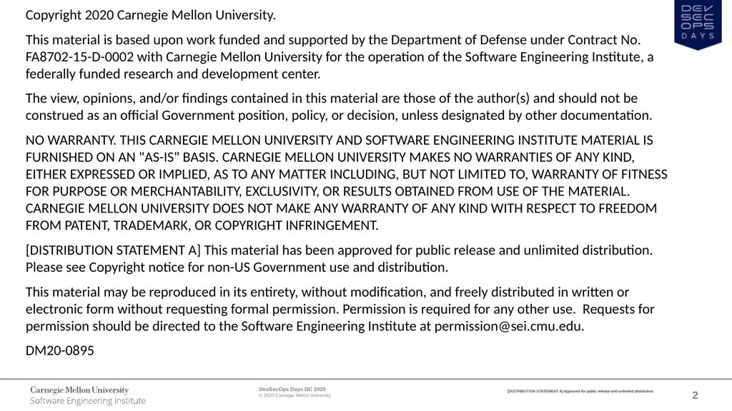 WELCOME DevSecOps Days DC October 1, 2020 - slide 2 of 25