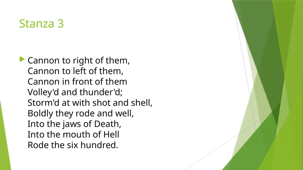 CHARGE OF THE LIGHT BRIGADE ALFRED LORD TENNYSON - slide 16 of 19