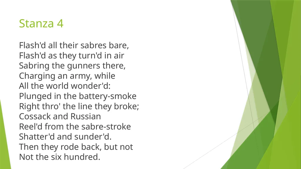 CHARGE OF THE LIGHT BRIGADE ALFRED LORD TENNYSON - slide 17 of 19