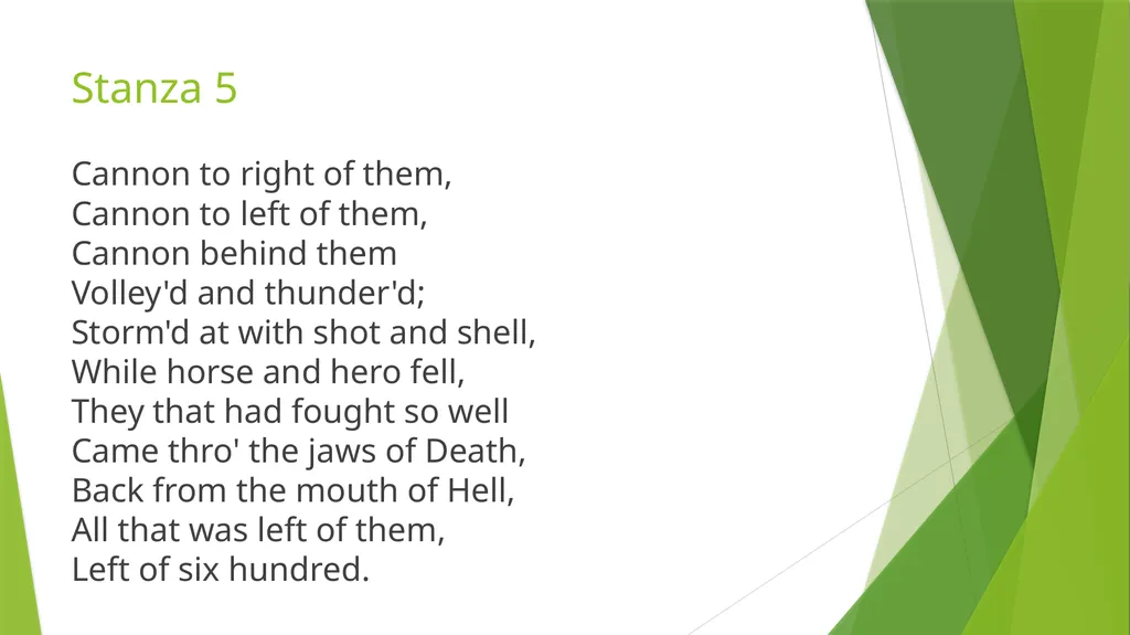 CHARGE OF THE LIGHT BRIGADE ALFRED LORD TENNYSON - slide 18 of 19