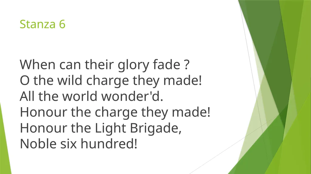 CHARGE OF THE LIGHT BRIGADE ALFRED LORD TENNYSON - slide 19 of 19